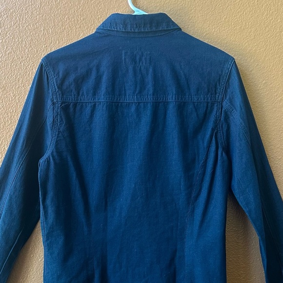 Rag & Bone Navy Blue Western Snap Front Shirt With Leather Trim Size Small - Picture 5 of 9
